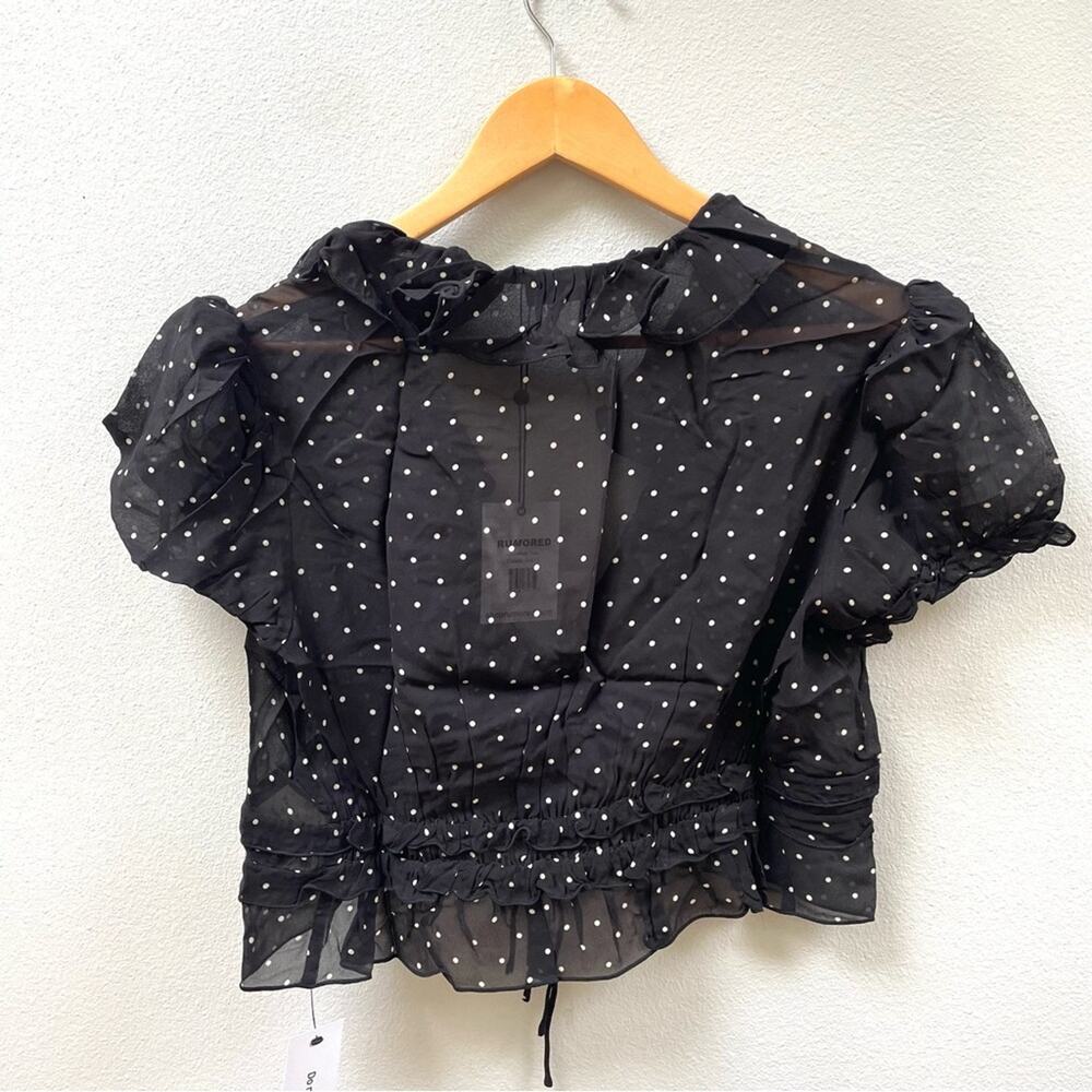 NEW Rumored Jukebox Top in Classic Dot Sheer Black White Women's Large $88 - Picture 8 of 12